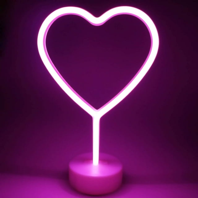 LED Heart Neon Light Signs -Luminous Signs Valentine's Day Decor Theme Light Heart Sign Shaped Decor Light Snooze Lights for Birthday Party