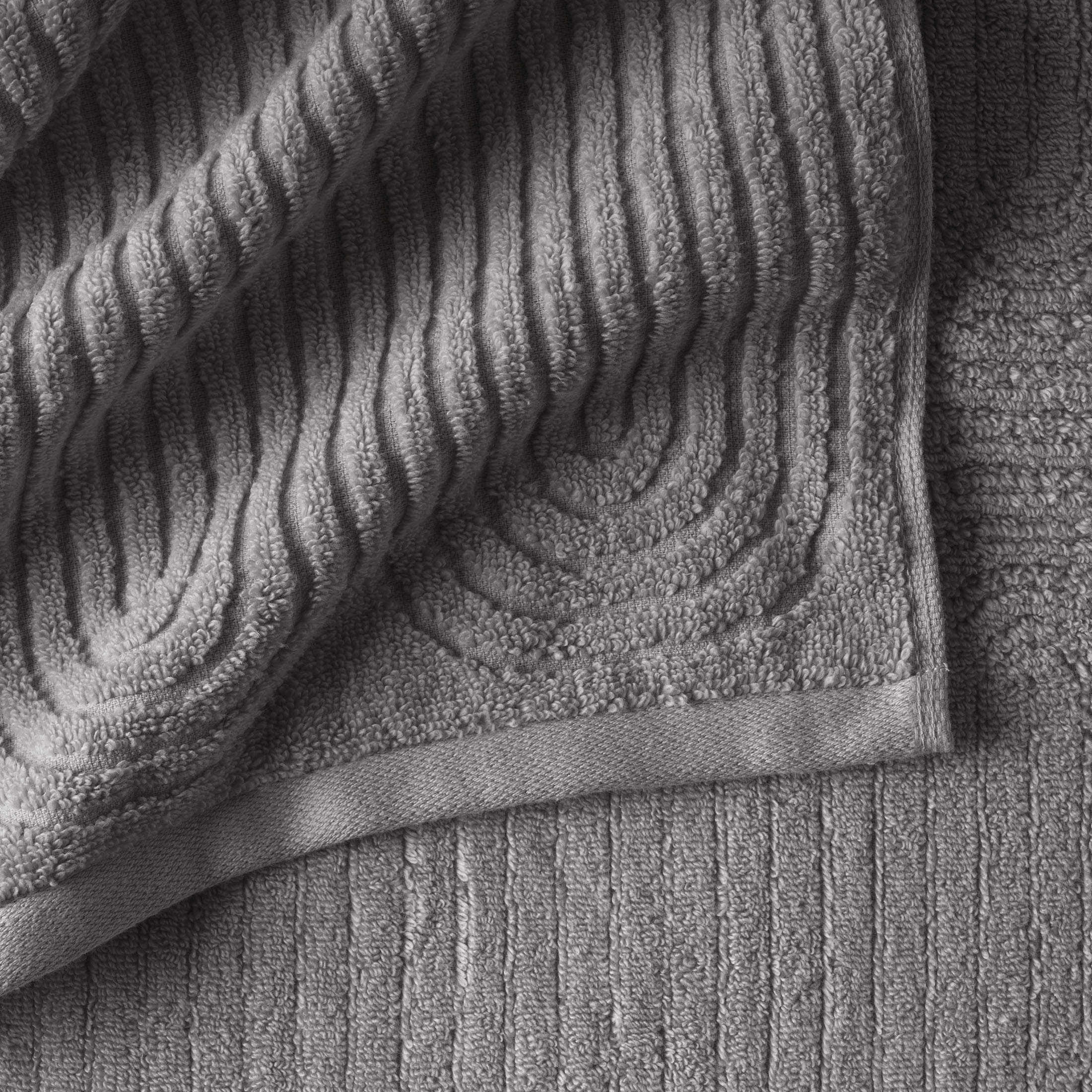 Beautiful by Drew Barrymore Textured Hand Towel, Soft 100% Cotton, Charcoal Gray