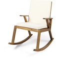 thumbnail image 2 of Noble House Champlain Outdoor Acacia Wood Rocking Chair Cushions Teak/Cream, 2 of 20