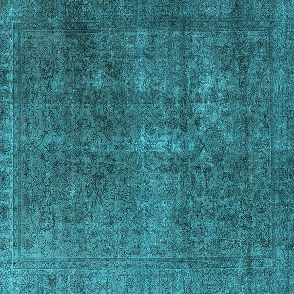 Ahgly Company Indoor Square Oriental Light Blue Industrial Area Rugs, 8' Square
