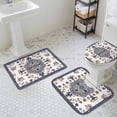 thumbnail image 3 of Bohemia Floral Bathroom Rugs Set Blue Retro Boho Ethnic Farmhouse Flower Pattern Non Slip Absorbent Soft Bath Mats 3 Piece Set with Bathroom Rug, U-Shaped Floor Mat, Toilet Seat Cover Small Size, 3 of 9