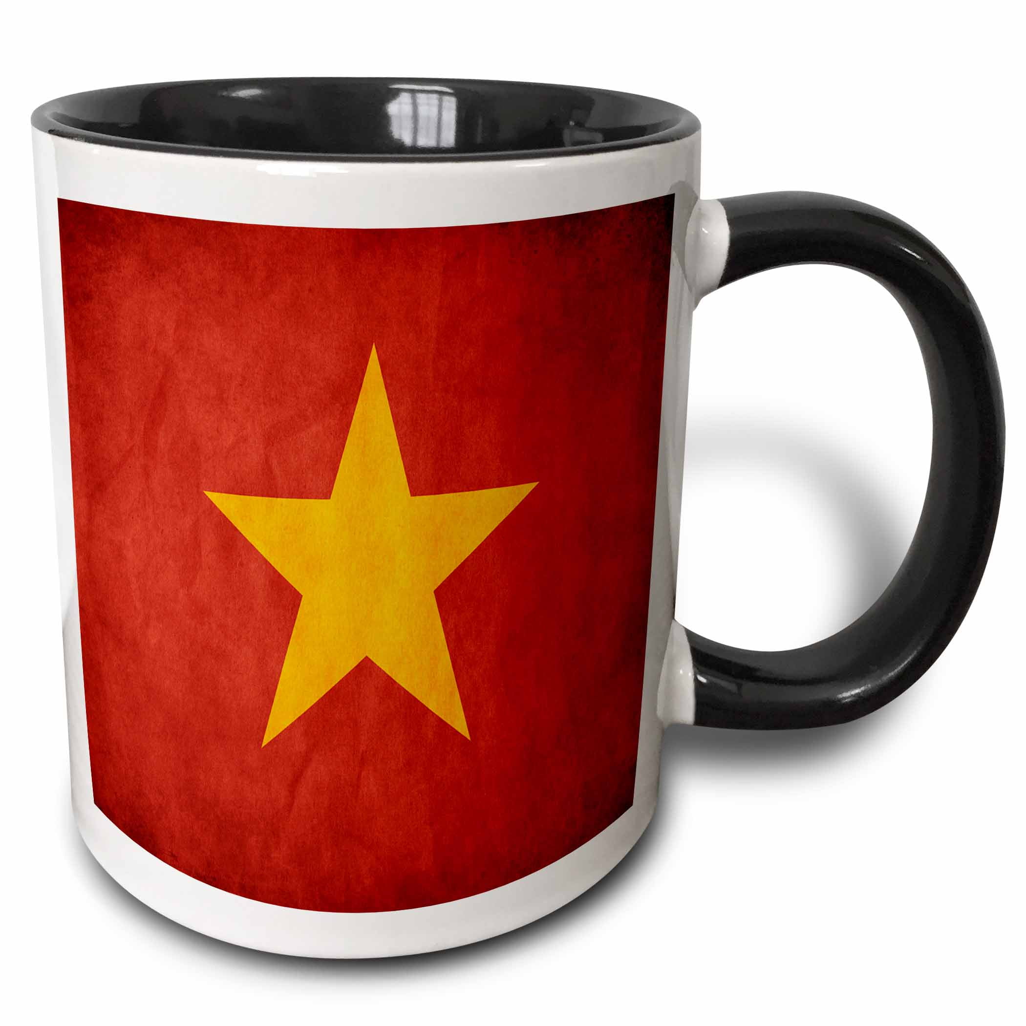 3dRose Vietnam Flag Two Tone Black Mug, 11-ounce by 3dRose