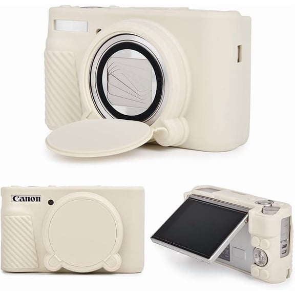 Silicone Case Compatible for Canon Powershot SX740/SX730 HS Digital Camera - Soft Rubber Protective Sleeve with Removable Lens Cover - Anti-Slip & Anti-Scratch - Off White