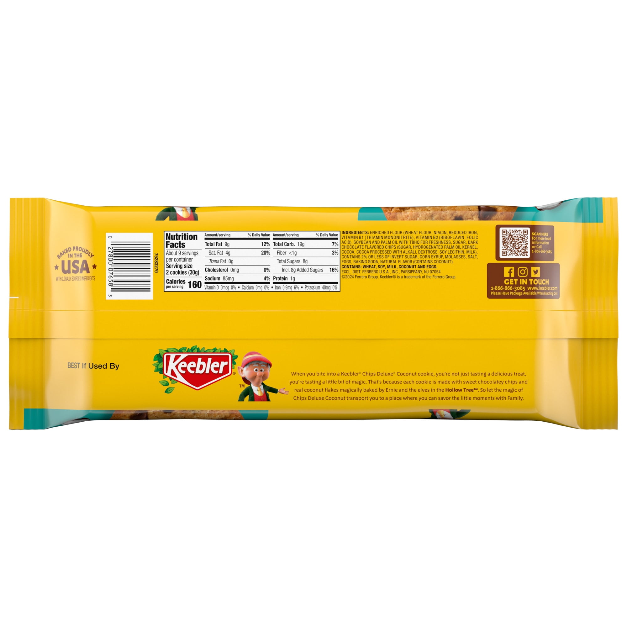 Keebler Chips Deluxe Coconut Baked Cookies, 9.45oz