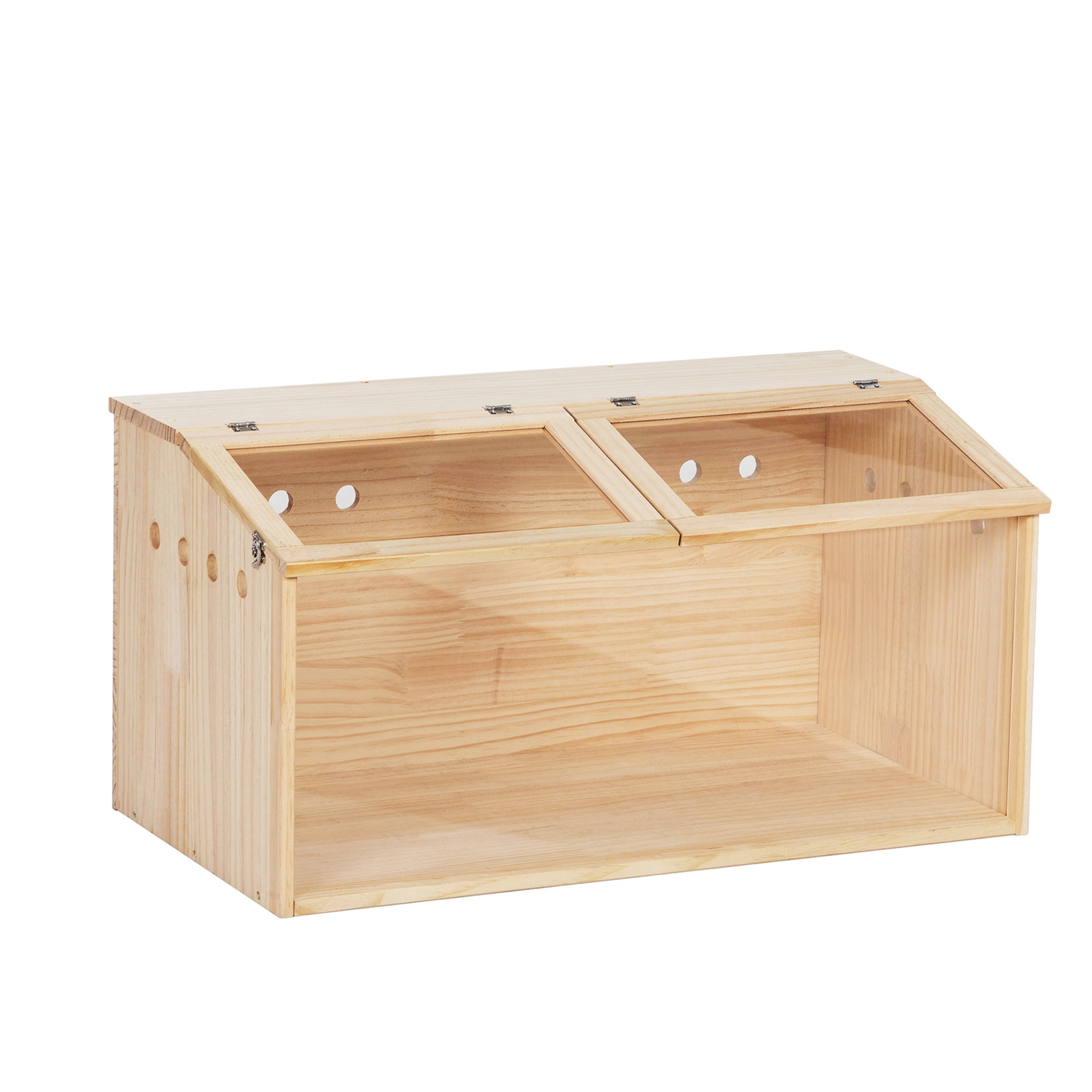 JERFIT Large Transparent Acrylic Hamster Cage with Wooden Frame, Natural Wood Small Animal Hutch Habitat for Rabbits, Guinea Pigs, Gerbils, Ferrets