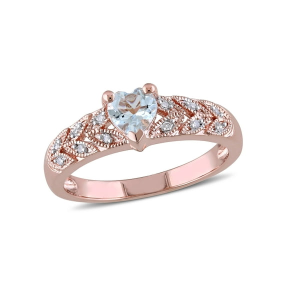 Everly Women's Aquamarine Rose Gold Plated Engagement Ring