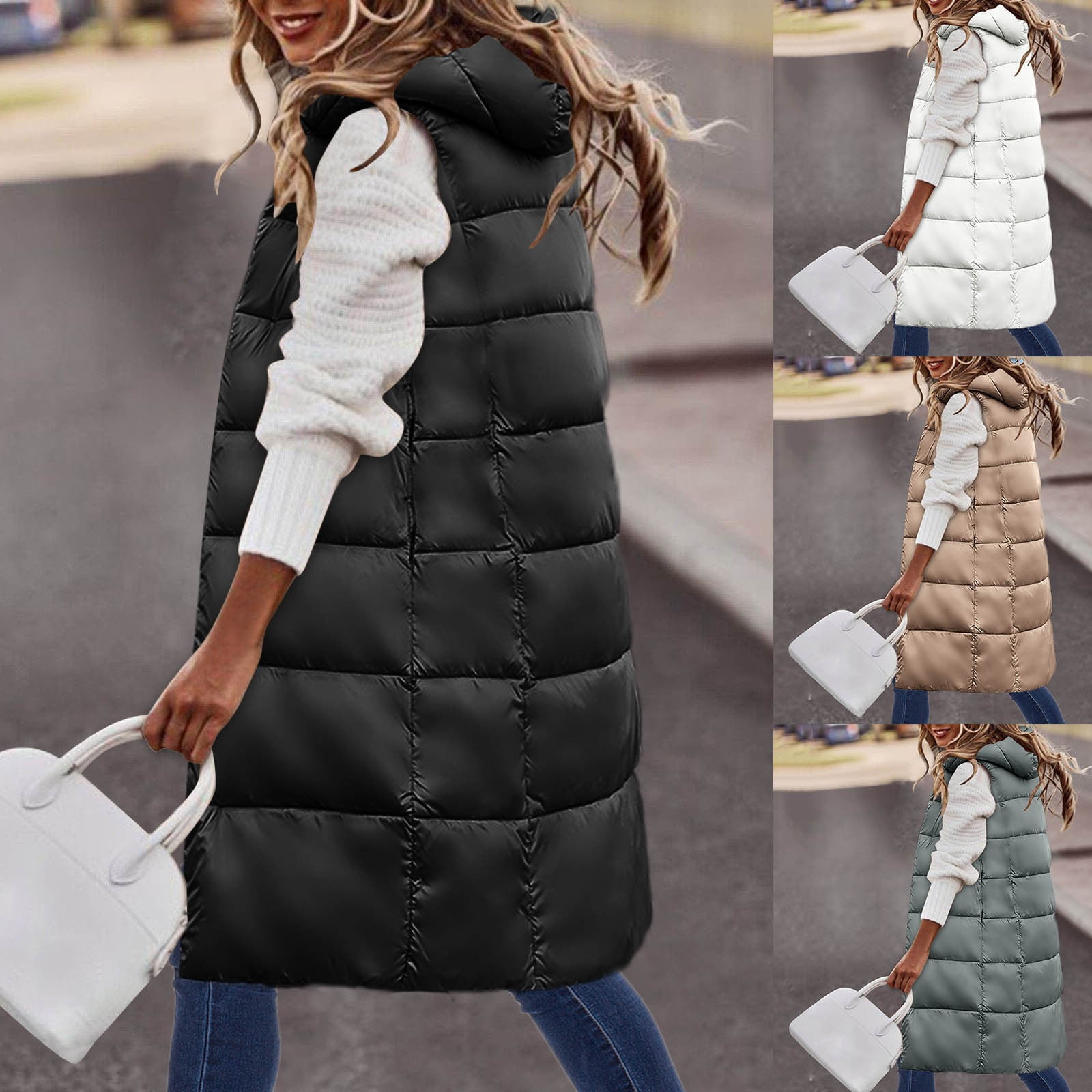 Cinemore Autumn Winter Jackets For Women 2022 Sleeveless Thin Cotton Warm  Mid-Length Diamond Plus Size Down Jacket Vest Coat