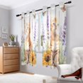 thumbnail image 6 of Little Cat Sunflowers Lavender Butterfly Blackout Curtains Thermal Insulation 63 inch Grommet for Bedroom Living Room Bathroom Kitchen Windows 2 Pack, 6 of 6