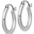 thumbnail image 2 of Sterling Silver Rhodium-Plated 2mm Round Hoop Earrings (17 X 15) Made In Mexico qe797, 2 of 5