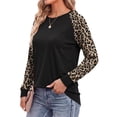 thumbnail image 3 of Fantaslook Women Long Sleeve Shirts Color Block Casual Tops Crewneck Fashion Fall Clothes, 3 of 8