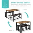 thumbnail image 4 of Rugerasy Dining Table Set for 4 with Upholstered Benches,Space-Saving 3 Piece Kitchen Bench Dining Table Set,Rectangular Dining Table for Home,Kitchen,Dining Room,Rustic Brown, 4 of 8
