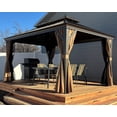 thumbnail image 2 of PURPLE LEAF 10' X 14' Outdoor Hardtop Gazebo Patio Wide Aluminum Frame Metal Double Roof with Heavy Duty Netting and Curtains for Permanent Hard Top Pavilion Screen, Khaki, 2 of 14