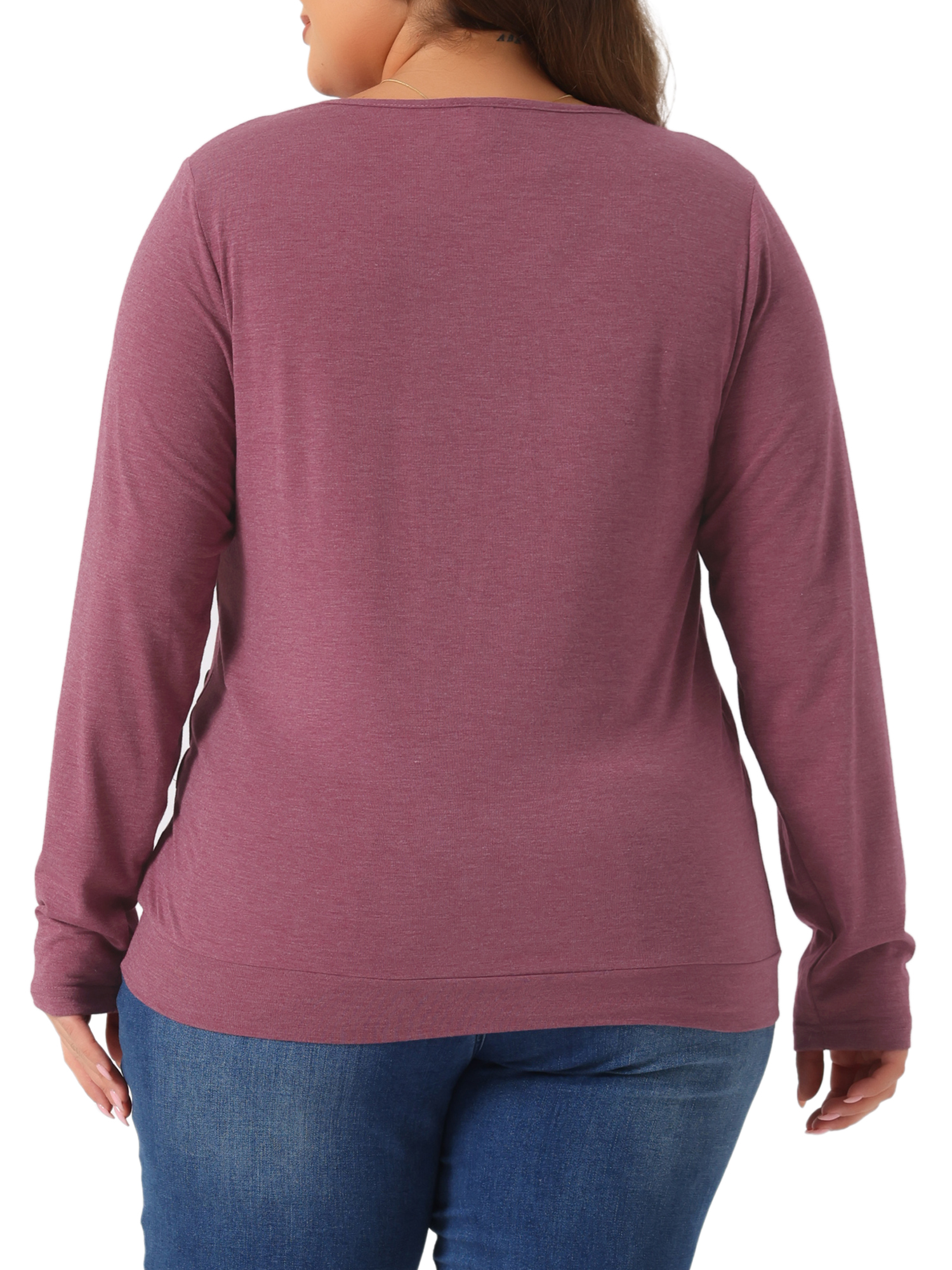 DARING DIVA Women's Plus Buttons Decor Ruched Casual Blouses 4X Purple Red