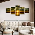 thumbnail image 2 of Elephant Stock Glowing Beach Sunset Wall Art - Horizontal Multi Panel Canvas - Living Room Wall Decor - Nature Multi Panel - Black And Brown Decor - 92" x 42", 2 of 8