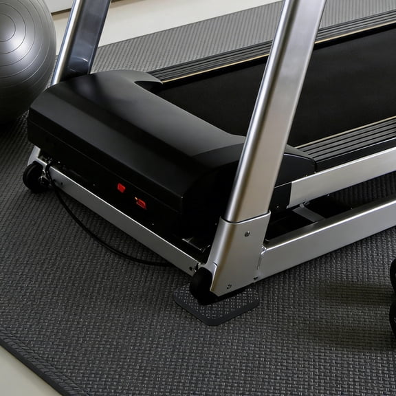 COOPHYA 4-Piece Black PU Exercise Equipment Mat for Treadmill Floor and Shock Absorption