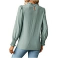 thumbnail image 4 of IROINNID Polyester Long Sleeve T Shirt for Women Comfortable Deep Round- Neck Solid Button Blouse Shirt Top,Green, 4 of 4