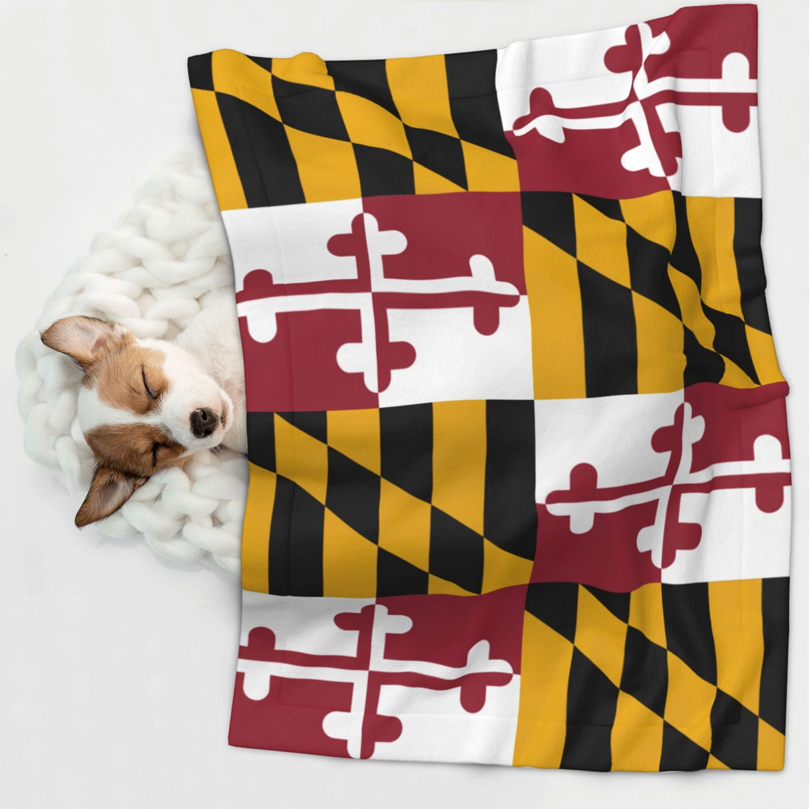 Flannel Throw Dog Blanket Maryland Flag Soft Warm Print Pet Blankets for Small Dog Cat Puppy