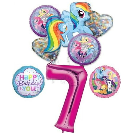 My Little Pony 7th Birthday Party Supplies Rainbow Dash Balloon Bouquet Decorations