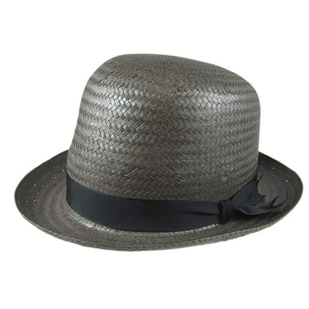 stetson derby fedora straw oval hat grey medium