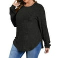 thumbnail image 4 of Fantaslook Womens Plus Size Tops Crewneck Long Sleeve Shirts Loose Tunic Tops Curved Hem Fall Pullover, 4 of 10