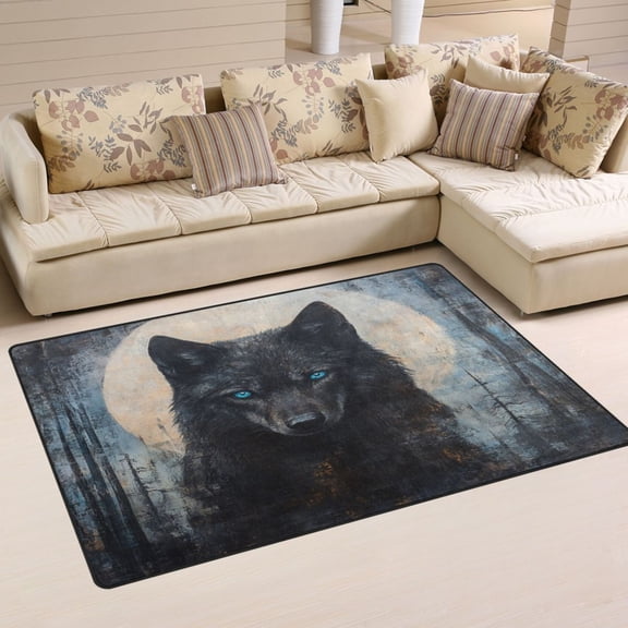 WOBOGO Dark Forest Wolf King Carpet Non-Slip Rugs Soft Doormat 6039in Living Dining Room Bedroom Decorative