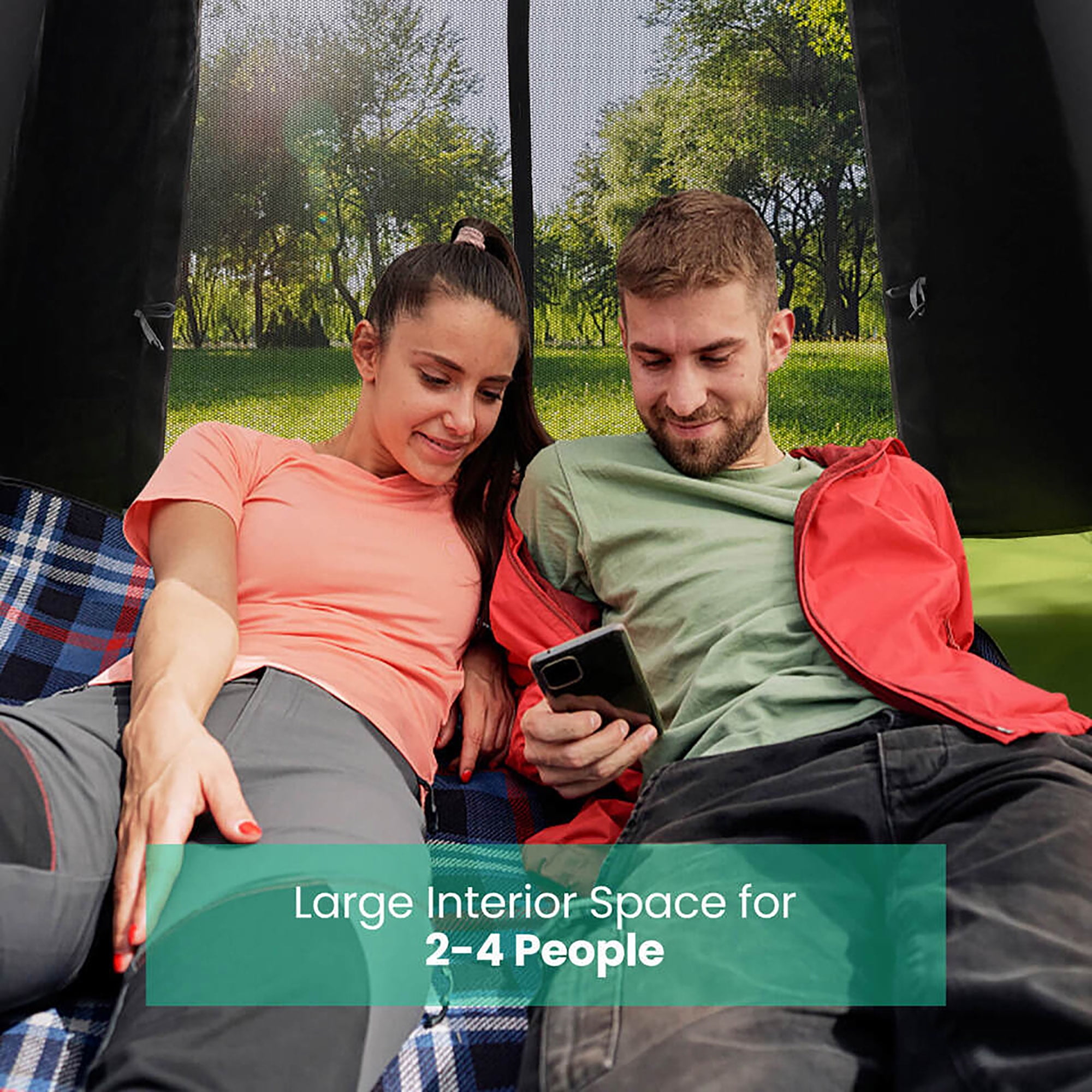 Gymax Instant Pop-up Tent 2-4 Person Camping Tent w/ Removable Rainfly & Carrying Bag
