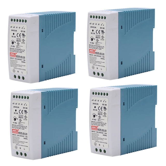 4X MDR-60 24V 60W Alimentation sur Rail Din Régulateur de Tension Ac-Dc 110V 220V