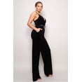 thumbnail image 2 of Samba Rhinestone Belt Velvet Jumpsuit Black S, 2 of 5