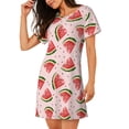 thumbnail image 2 of Kdxio Hand Drawn Watermelon Pattern Womens Short Sleeve Sleepshirt Scoopneck Cute Nightdress Ruffle Comfy Nightgown, 2 of 6