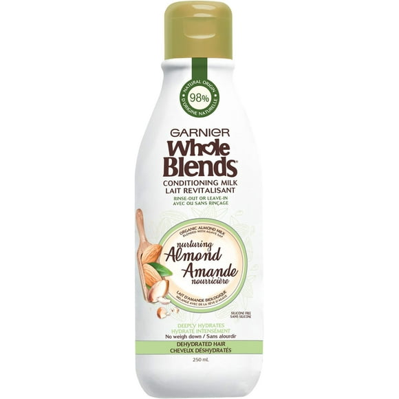 Garnier Whole Blends Conditioning Milk, Nurturing Almond, 250 mL – Moisturizing Hair Conditioner for Dry, Brittle Hair
