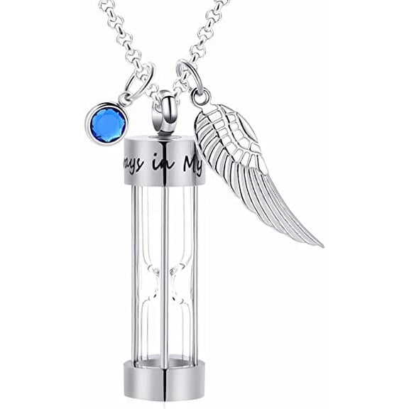 Cremation Urn Necklace for Ashes Timeless Hourglass Memorial Pendant Keepsake Jewelry for Human Pet Ashes