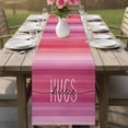 thumbnail image 5 of Happy Valentine's Day Cotton Linen Table Runner for Dining Kitchen, Valentines Pink Gradient Striped Wedding Outdoor Party Tablerunners, Dresser Scarf Coffee Tablecloth Runners 13x72 Inches, 5 of 8