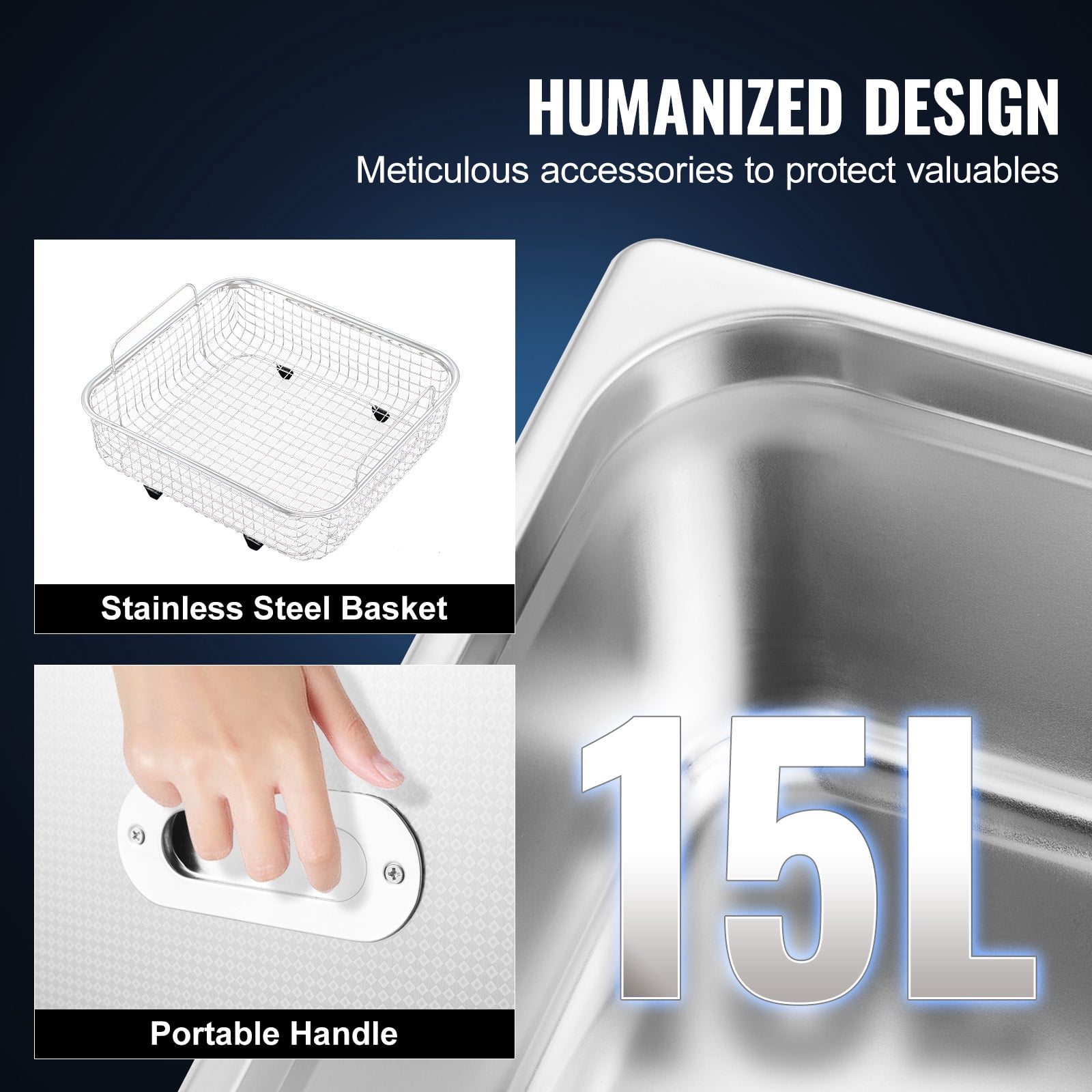 BENTISM 15L Digital Ultrasonic Cleaning Machine Heater Timer 600W 40KHz Powerful Jewelry Eyeglasses Cleaning Machine