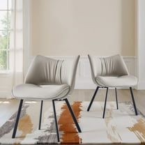 NessCarsti 2-Piece Faux Leather Chairs, Black Metal Legs, Grey, 19.6"W x 31.8"H, Indoor/Outdoor