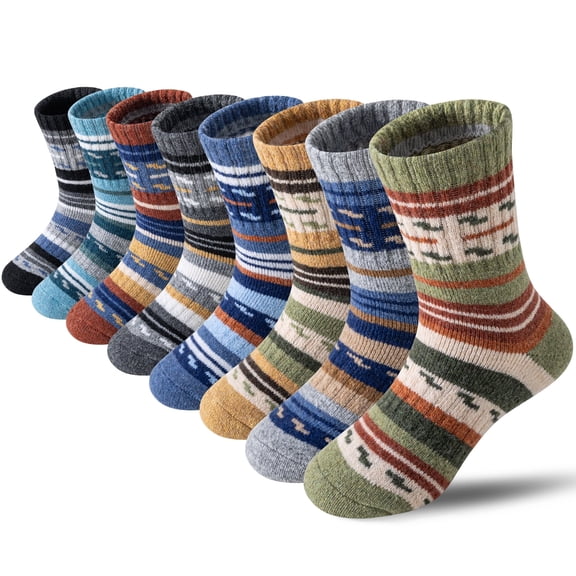 8 Pairs Kids Toddlers Boys Girls Merino Wool Hiking Athletic Thermal Warm Winter Socks