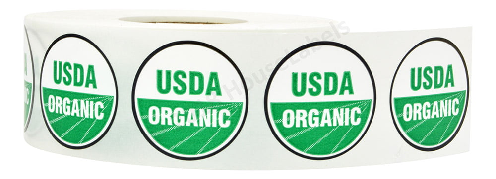 USDA Organic Labels 1" Round Circle Dots Adhesive Stickers 1 Roll 1000 labels 