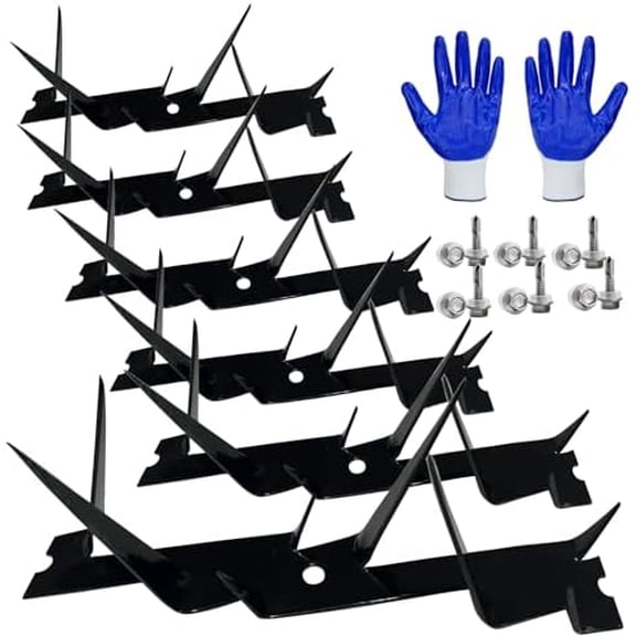 Anti-Climb Fence Spikes 6 Pcs (9.8x1.8x3.4in), Heavy Duty Home & Garden Security, Rust-Proof Outdoor Deterrent for Fences, Walls & Sheds, Easy Installation - Black$$Garden &