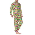 thumbnail image 2 of Naloa Multicolored Tropical Men’s Pajamas Set - Long Sleeve Button Down Sleep Shirt and Pajama Bottoms Sleepwear Set-Large, 2 of 7