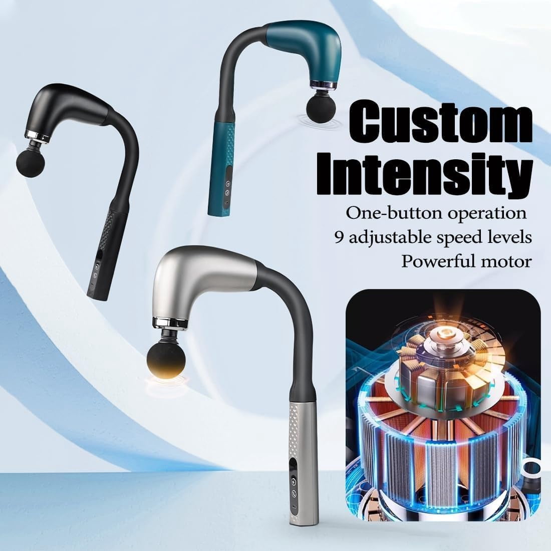 Rocuma Massage Hammer,9 Modes & 4 Heads, 2025 New Handheld Massager, Deeply Relaxing The Back and Neck, Relieving Fatigue