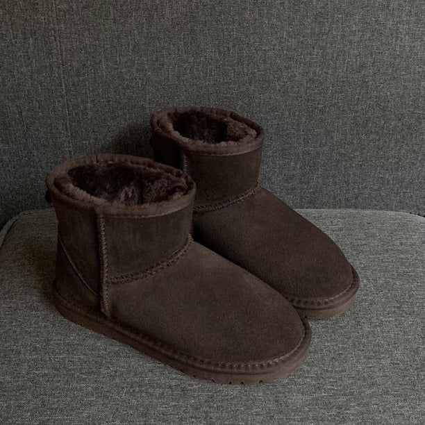 Botas de nieve, botas de mujer, botas cortas de piel de vaca, botas de nieve para hombre