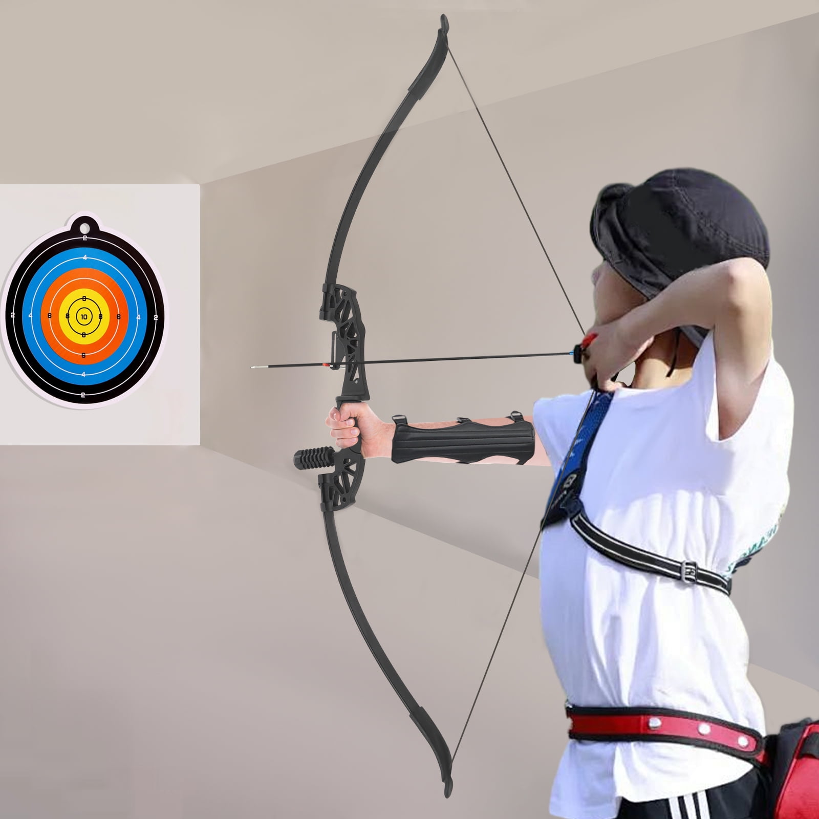 Wildnix Archery Compound Bow Kit, 40lbs Right-Handed Recurve Bow, Full Set with Arrows, Arm Guards, and Rubber Grip for Outdoor Sports