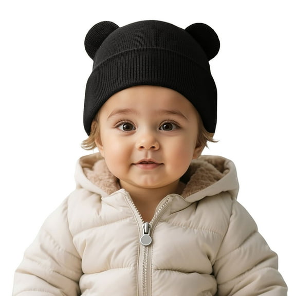 Daznico Kids Knitted Winter Hat with Bear Ears Soft Stretchy Warm Beanie Cozy Cap for Boys Girls Cute Toddler
