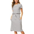 thumbnail image 1 of Vestido casual Simier Fariry a rayas blanco y negro para mujer, 1 of 4