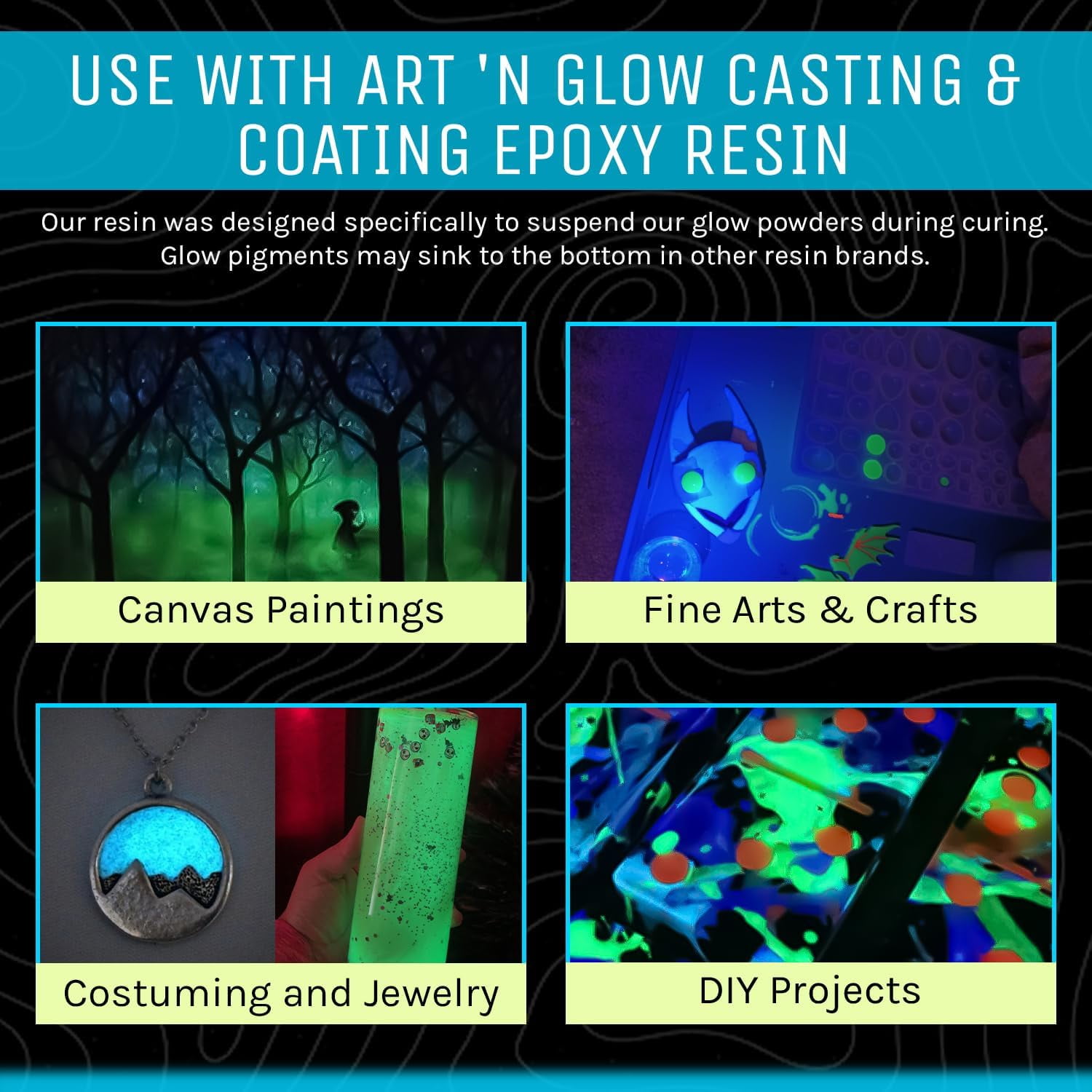 Glow in The Dark Pigment Powder - Neutral and Fluorescent Color for Art Painting, Fine Art, Nail Art Paint, and DIY Crafts - Non-Toxic, Long Lasting 10+ Color Options - Fluorescent Blue - (240 Grams)