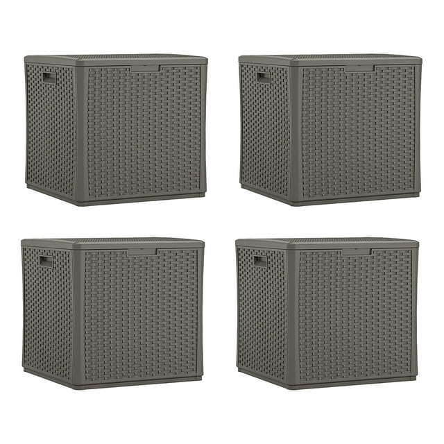 Suncast Boîte de Rangement en Résine pour Patio Extérieur 60 Gallons, Stoney (4 Pack)