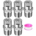 thumbnail image 1 of Uxcell 5-Pack Puntas de Boquilla Rociadora, Rosca Macho BSPT de 3/8, 65 Grados, Puntas de Rociado de Ventilador Plano de Acero Inoxidable 304 con Cinta [Tono Plateado, 1.8 Poro], 1 of 7