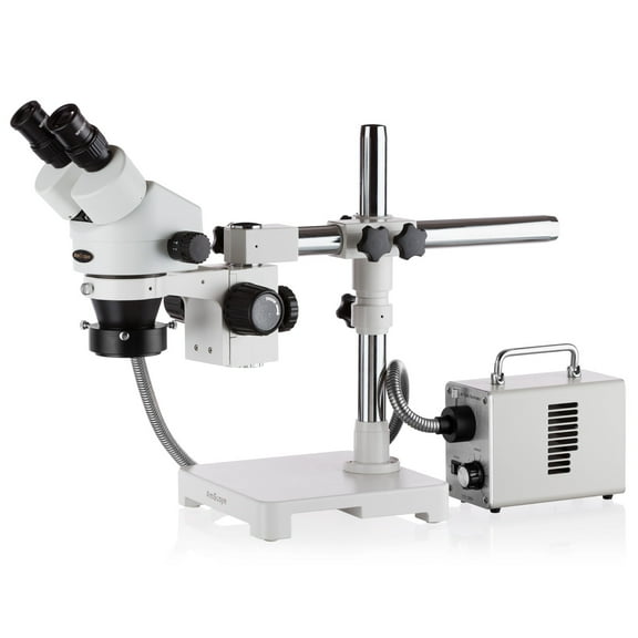 AmScope 7X-45X Stereo Binocular Microscope with LED Fiber-Optic Ring Light New