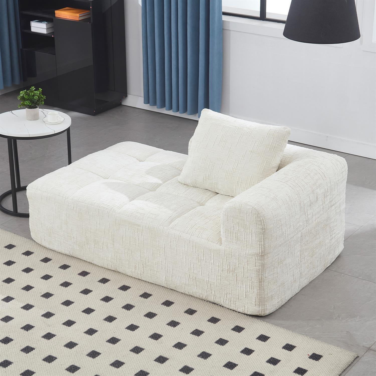 Demi Bonn 62" Plush Chenille Loveseat Sofa, Modular Sleeper for Living Room, Bedroom, Apartment Lounge, Stylish & Comfortable Couch, White