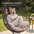 thumbnail image 6 of RADIATA Hanging Egg Chair with Stand, Outdoor Indoor Wicker Swing Chair, 350Lbs Nest Chair with Cushions, All-Weather Patio Hammock Seat for Porch Balcony Garden, Beige, 6 of 11