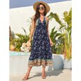 thumbnail image 2 of Yesfashion Women's Boho Deep V Neck Backless Flowy Floral Maxi Beach Dress, 2 of 5